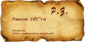 Pascus Zóra névjegykártya